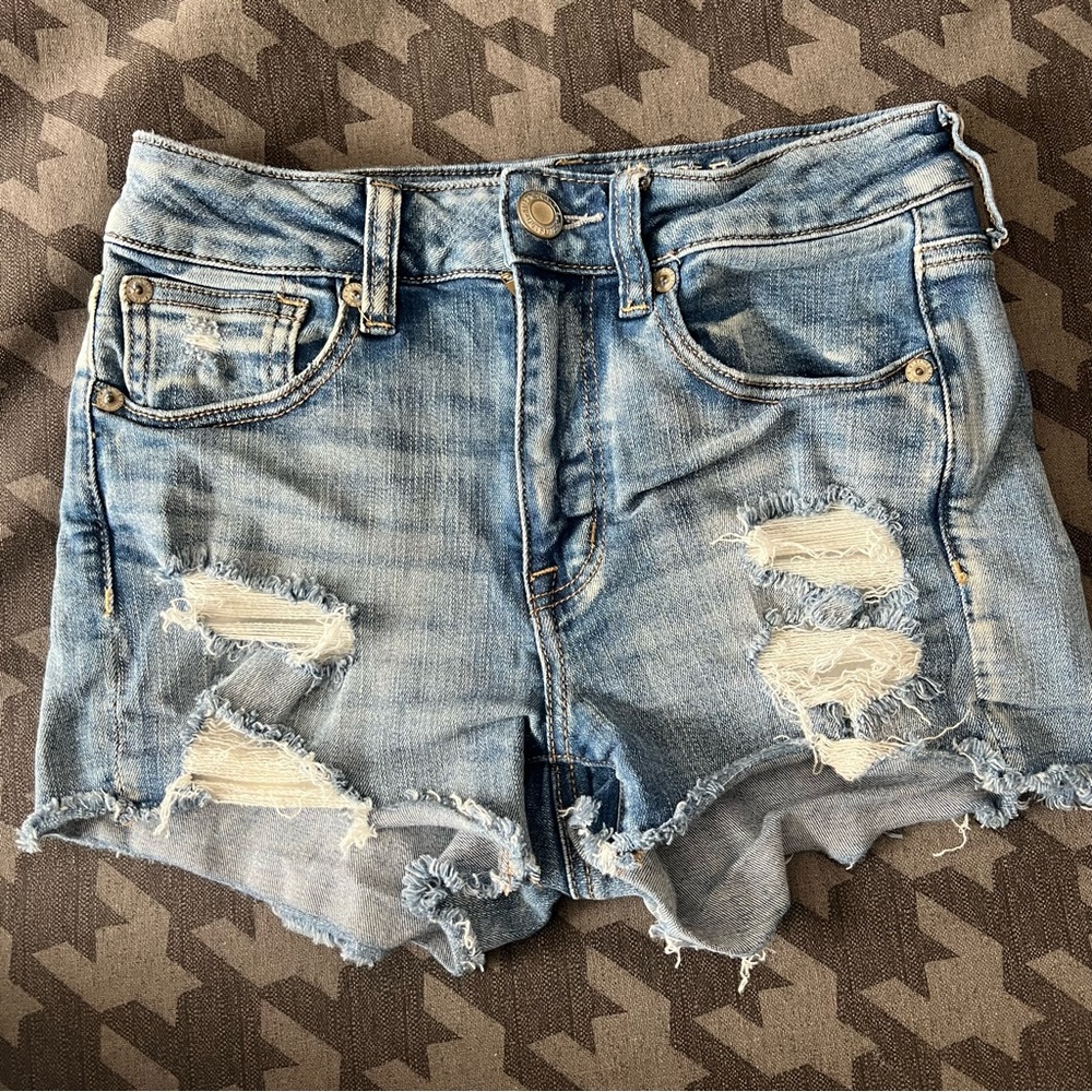 American Eagle High Rise Shortie Jean Shorts